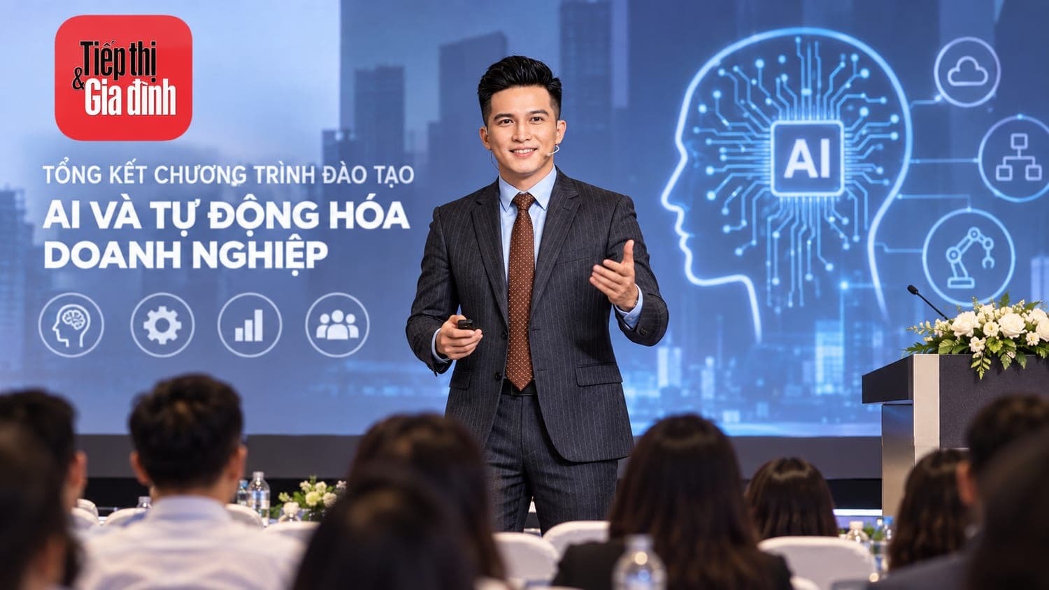 Phụ nữ kinh doanh cùng AI